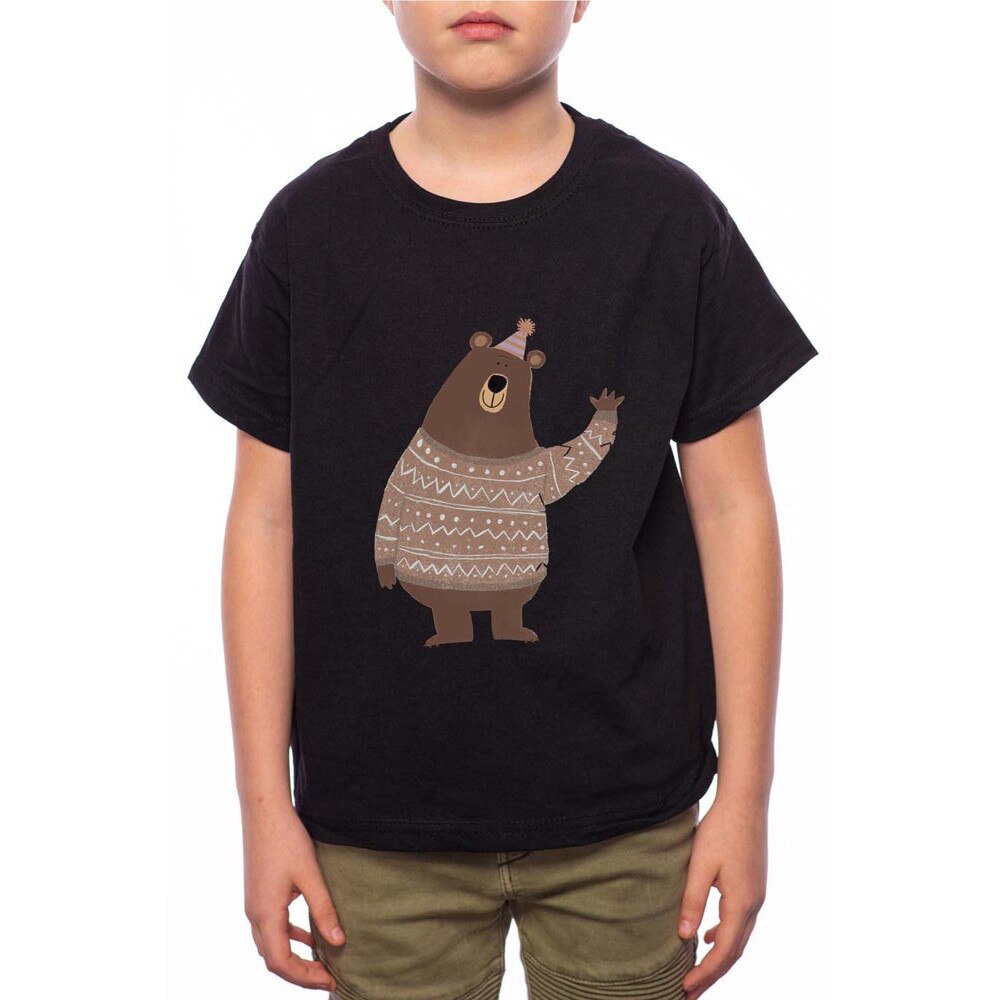 Tricou Baiat, Hello Bear, 100% Bumbac, G117, Negru