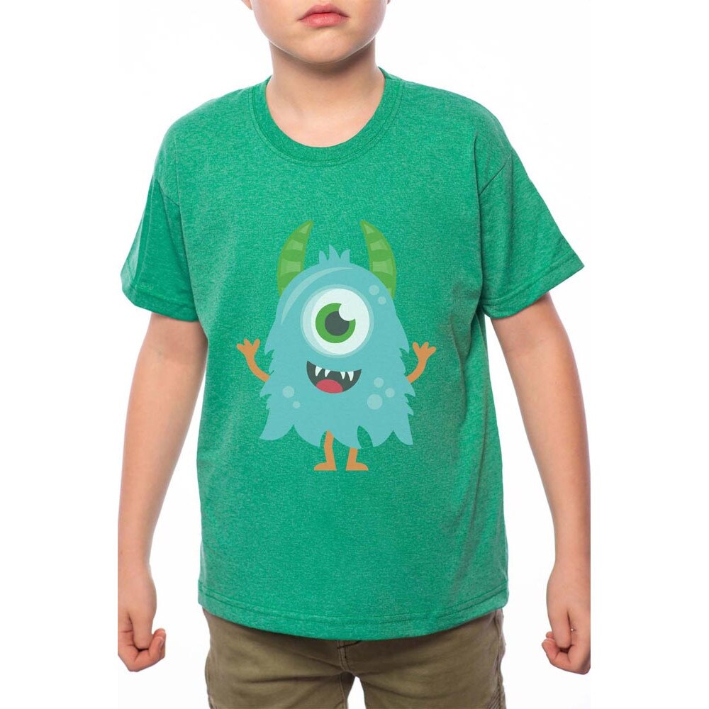 Tricou Baiat, Cute Monster, 100% Bumbac, G120, Verde