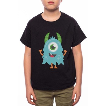 Tricou Baiat, Cute Monster, 100% Bumbac, G120, Negru Tricou Baiat, Cute Monster, 100% Bumbac, G120, Negru