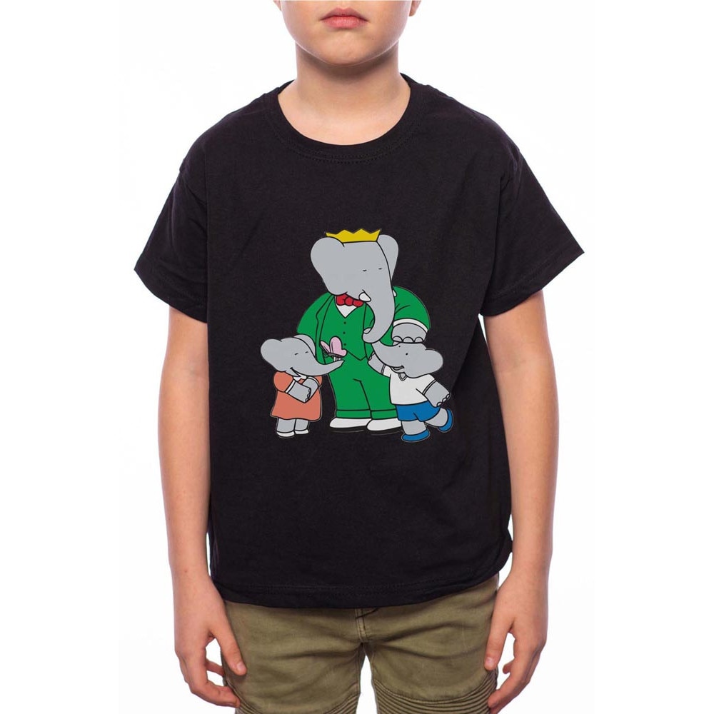 Tricou Baiat, Babar, 100% Bumbac, G123, Negru