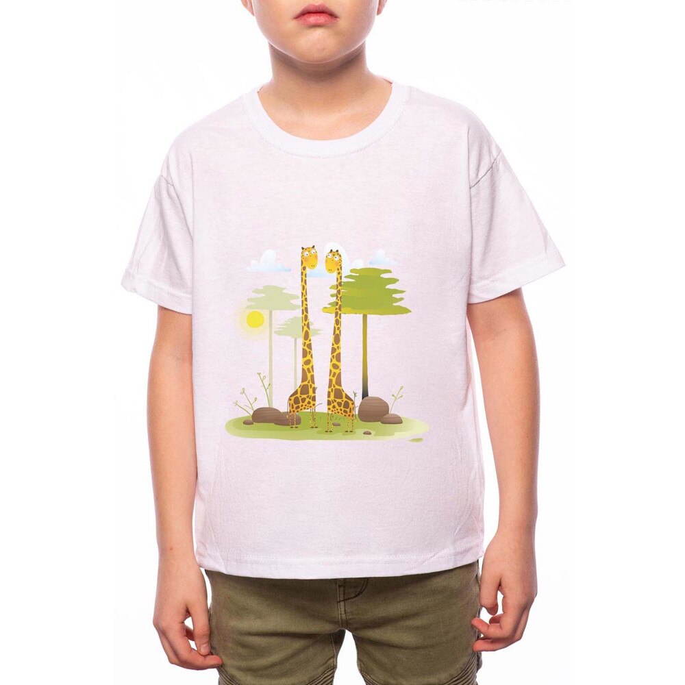 Tricou Baiat, Giraffe, 100% Bumbac, W126, Alb