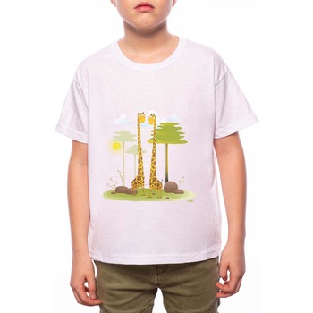 Tricou Baiat, Giraffe, 100% Bumbac, W126, Alb Tricou Baiat, Giraffe, 100% Bumbac, W126, Alb