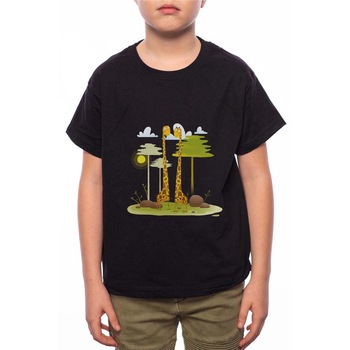 Tricou Baiat, Giraffe, 100% Bumbac, W126, Negru Tricou Baiat, Giraffe, 100% Bumbac, W126, Negru