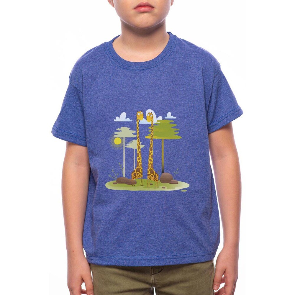 Tricou Baiat, Giraffe, 100% Bumbac, W126, Albastru