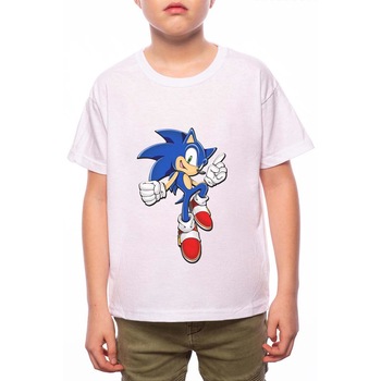 Tricou Baiat, Sonic Boom, 100% Bumbac, B141, Alb Tricou Baiat, Sonic Boom, 100% Bumbac, B141, Alb