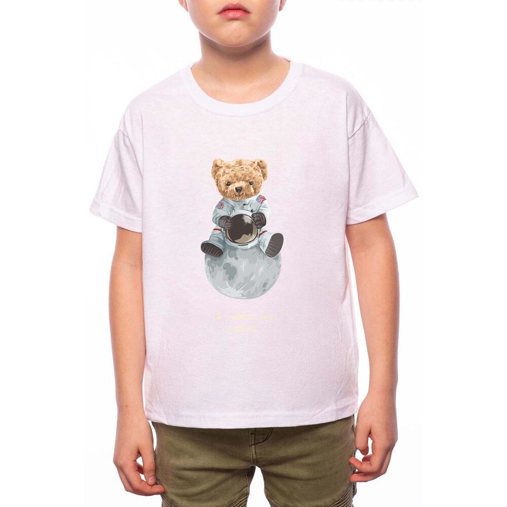 Tricou Baiat, I Need My Space Bear Cartoon, 100% Bumbac, G142, Alb