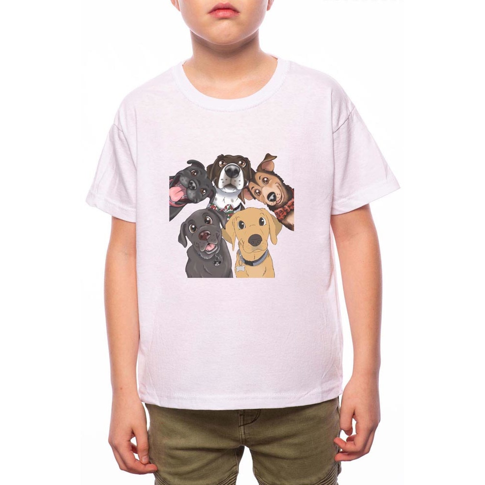 Tricou Baiat, Dogs, 100% Bumbac, W140, Alb