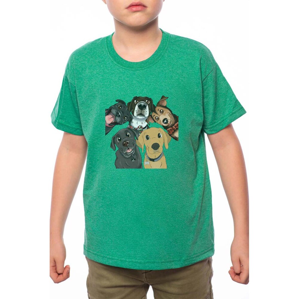 Tricou Baiat, Dogs, 100% Bumbac, W140, Verde