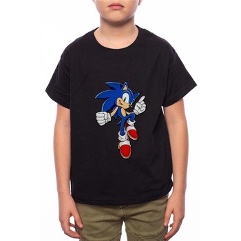 Tricou Baiat, Sonic Boom, 100% Bumbac, B141, Negru Tricou Baiat, Sonic Boom, 100% Bumbac, B141, Negru