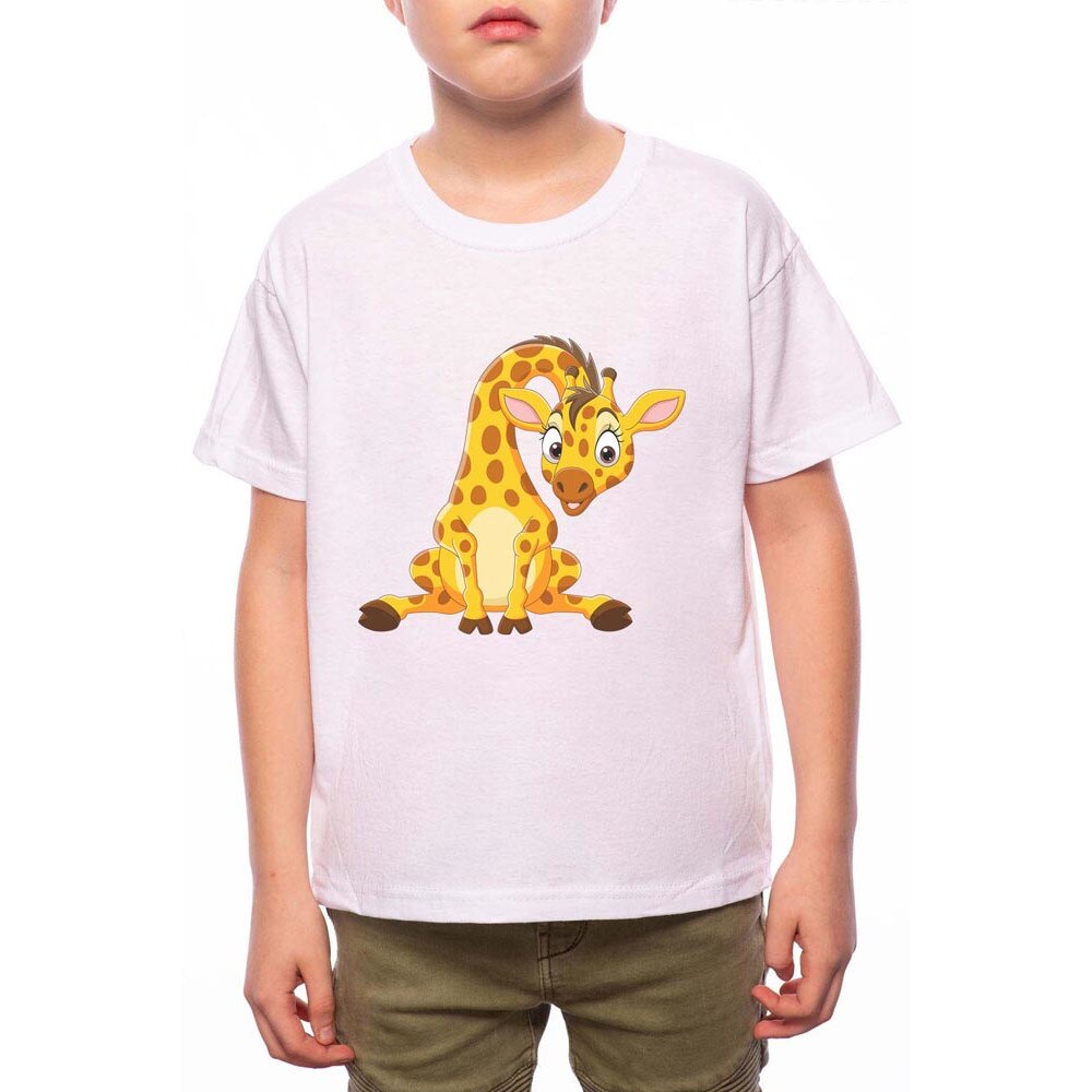 Tricou Baiat, Baby Giraffe, 100% Bumbac, B146, Alb