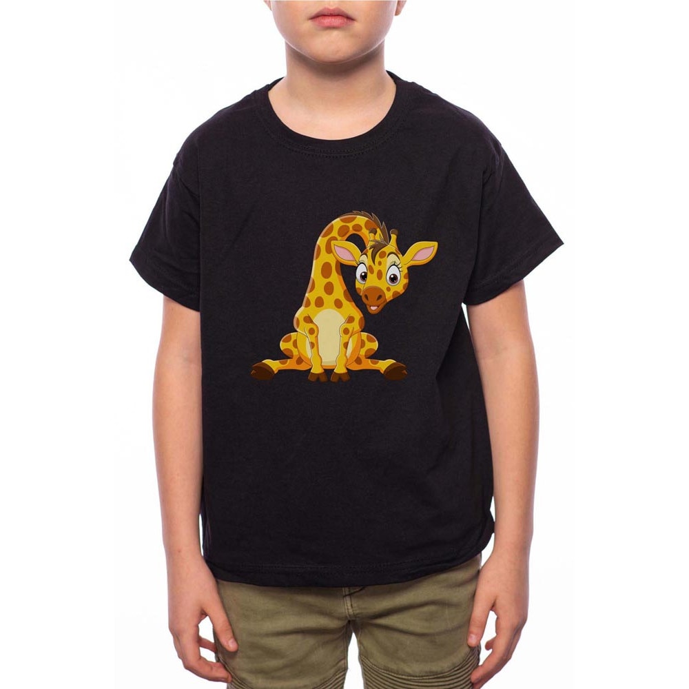 Tricou Baiat, Baby Giraffe, 100% Bumbac, B146, Negru