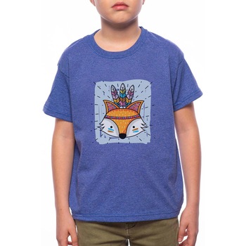 Tricou Baiat, Indian Fox, 100% Bumbac, B152, Albastru Tricou Baiat, Indian Fox, 100% Bumbac, B152, Albastru