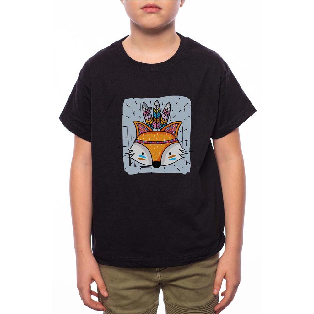 Tricou Baiat, Indian Fox, 100% Bumbac, B152, Negru