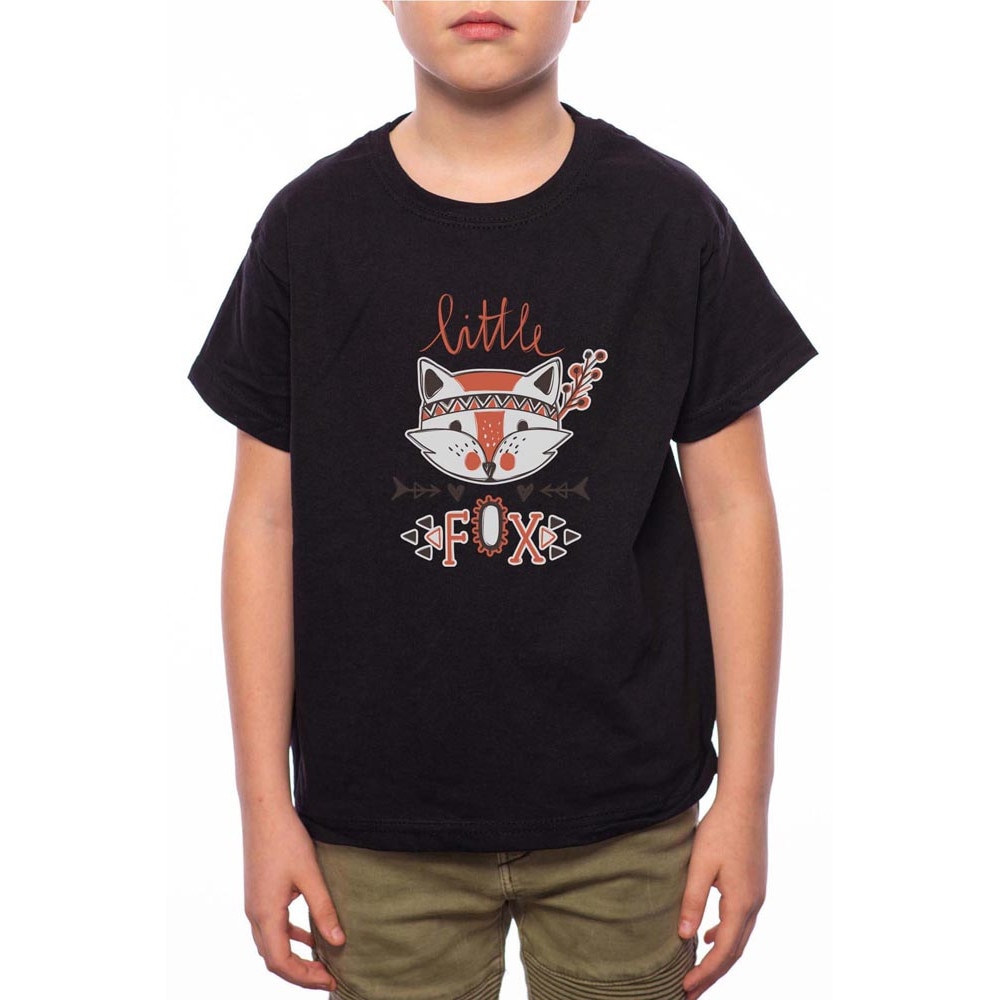 Tricou Baiat, Little Fox, 100% Bumbac, B165, Negru