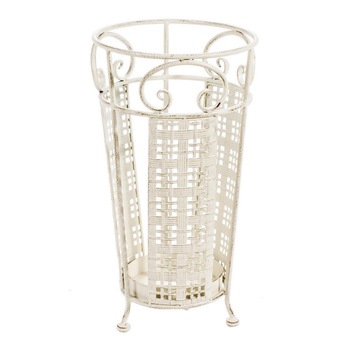 Suport umbrele din fier alb patinat Emily diametru 26x48 cm Suport umbrele din fier alb patinat Emily diametru 26x48 cm