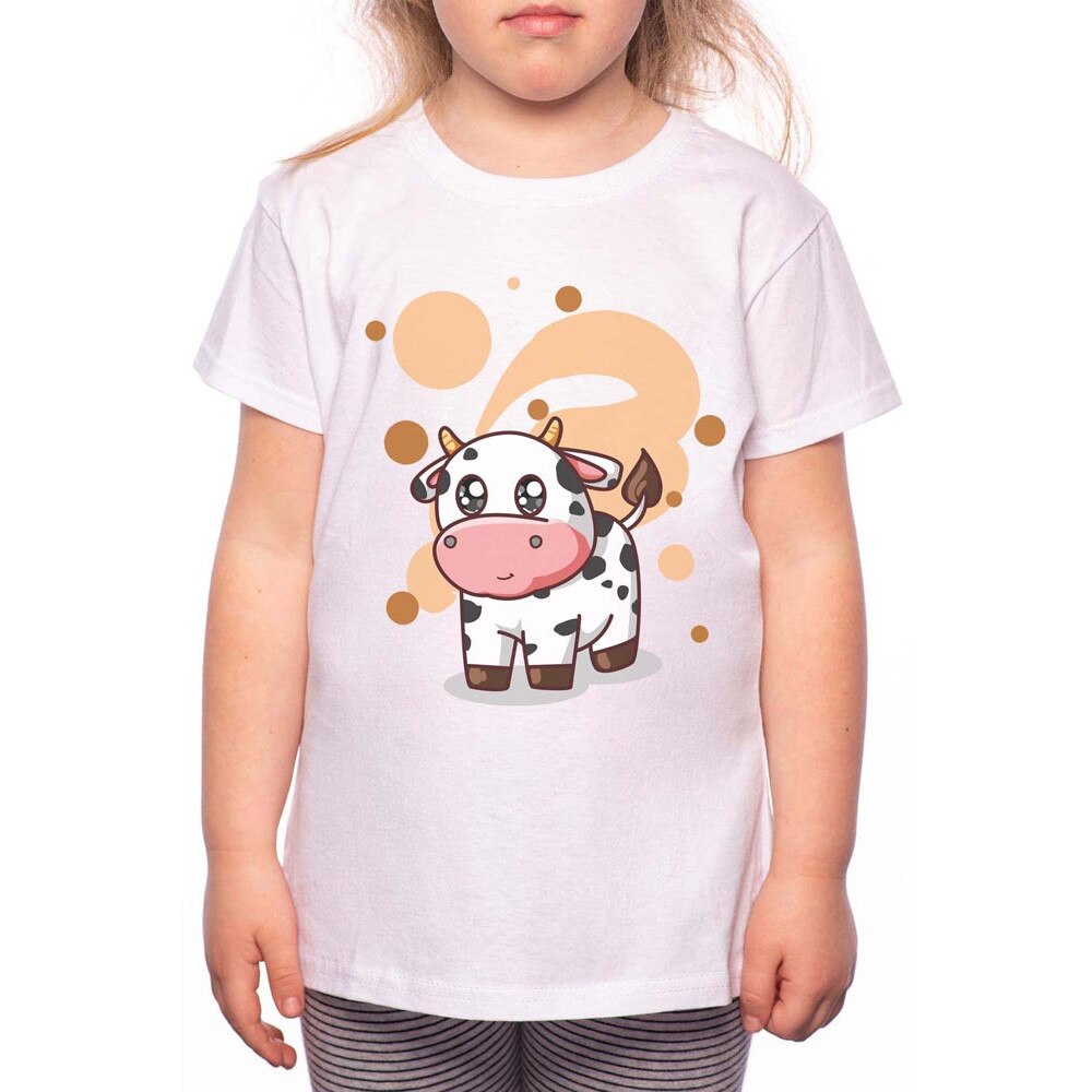 Tricou Fetita, Cow Cute, 100% Bumbac, P105, Alb