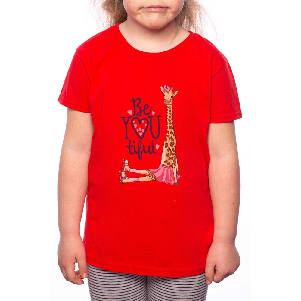 Tricou Fetita, Be Beatiful, 100% Bumbac, P103, Rosu