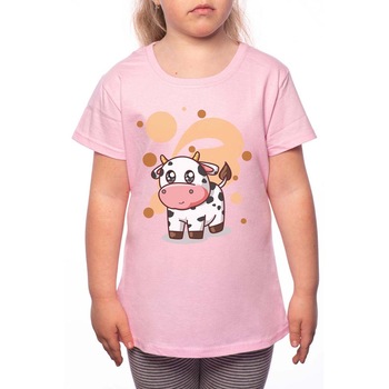 Tricou Fetita, Cow Cute, 100% Bumbac, P105, Roz Tricou Fetita, Cow Cute, 100% Bumbac, P105, Roz