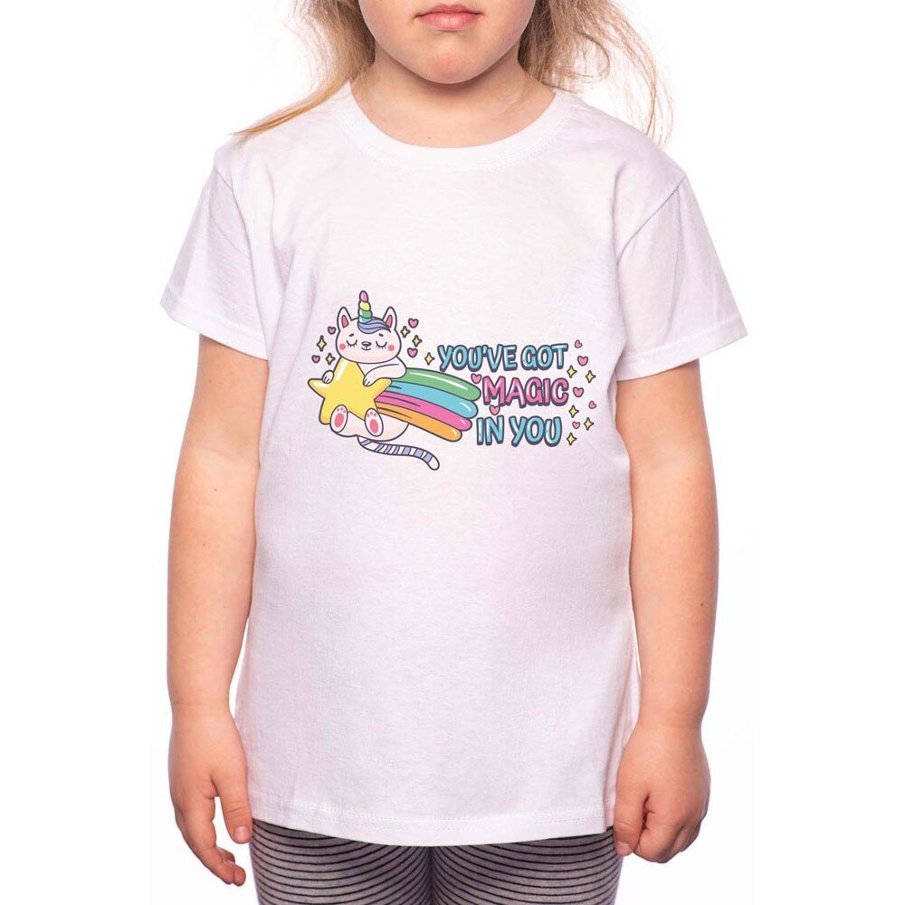 Tricou Fetita, Magic, 100% Bumbac, P111, Alb