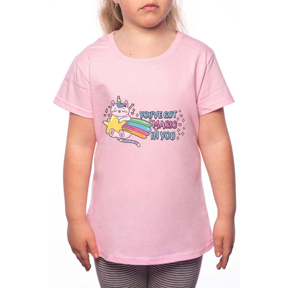 Tricou Fetita, Magic, 100% Bumbac, P111, Roz