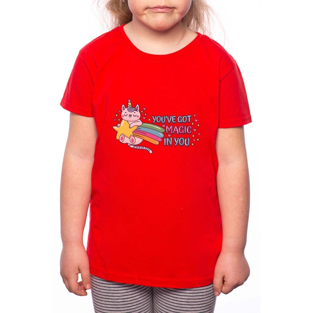 Tricou Fetita, Magic, 100% Bumbac, P111, Rosu