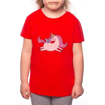 Tricou Fetita, Flying Unicorn, 100% Bumbac, R112, Rosu Tricou Fetita, Flying Unicorn, 100% Bumbac, R112, Rosu