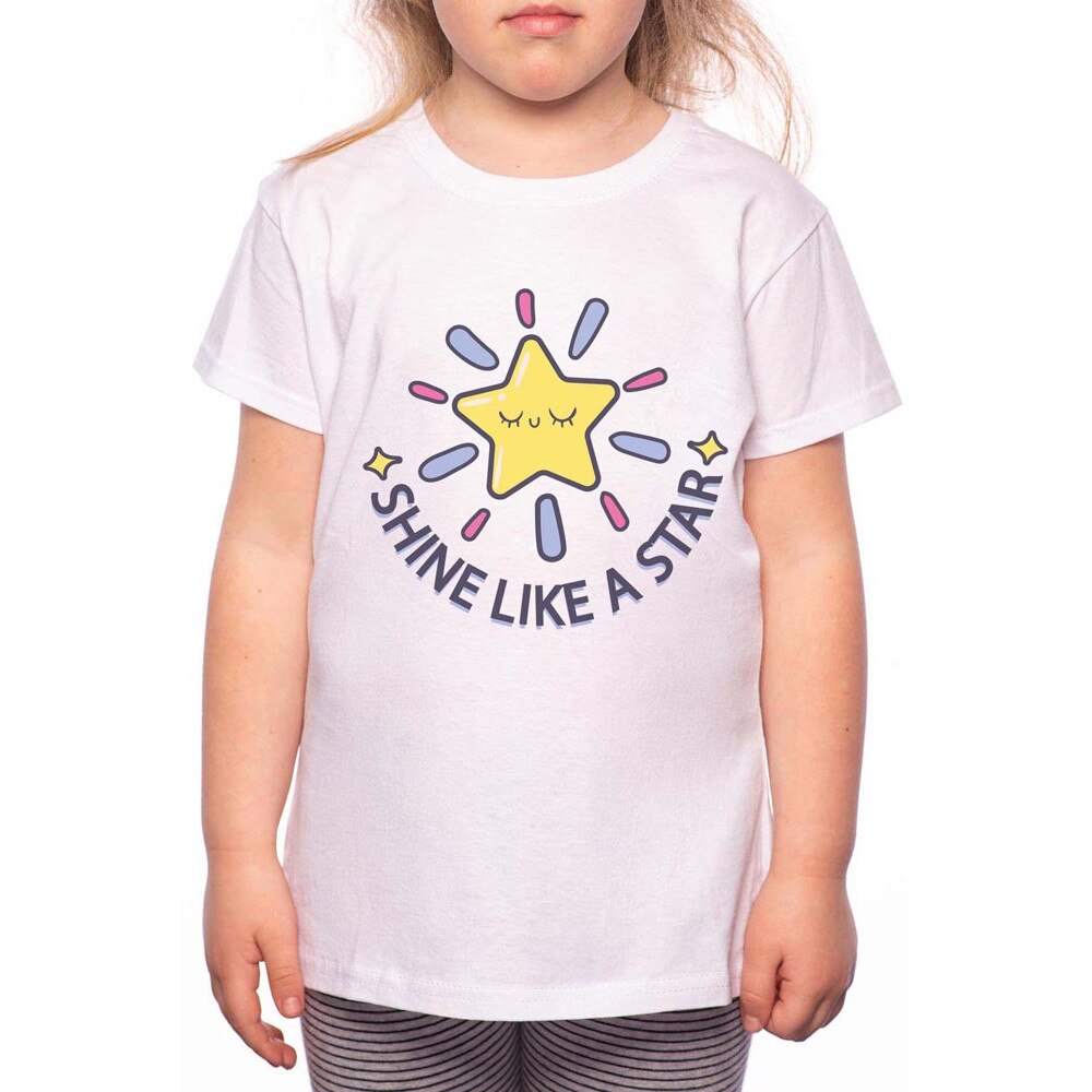 Tricou Fetita, Shine Like A Star, 100% Bumbac, W114, Alb