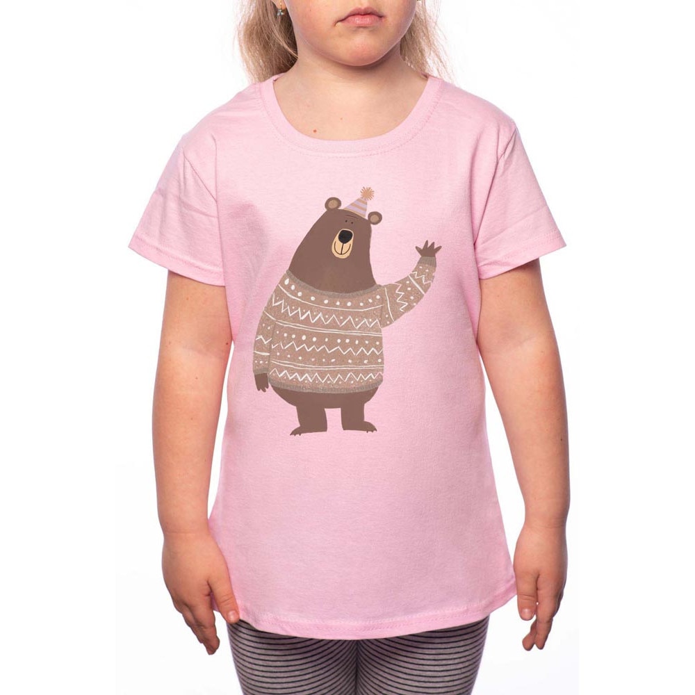 Tricou Fetita, Hello Bear, 100% Bumbac, P117, Roz