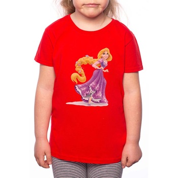 Tricou Fetita, Rapunzel, 100% Bumbac, P118, Rosu Tricou Fetita, Rapunzel, 100% Bumbac, P118, Rosu