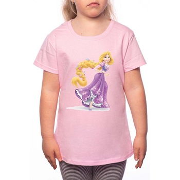 Tricou Fetita, Rapunzel, 100% Bumbac, P118, Roz Tricou Fetita, Rapunzel, 100% Bumbac, P118, Roz