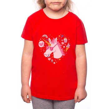 Tricou Fetita, Cool Unicorn, 100% Bumbac, R122, Rosu Tricou Fetita, Cool Unicorn, 100% Bumbac, R122, Rosu