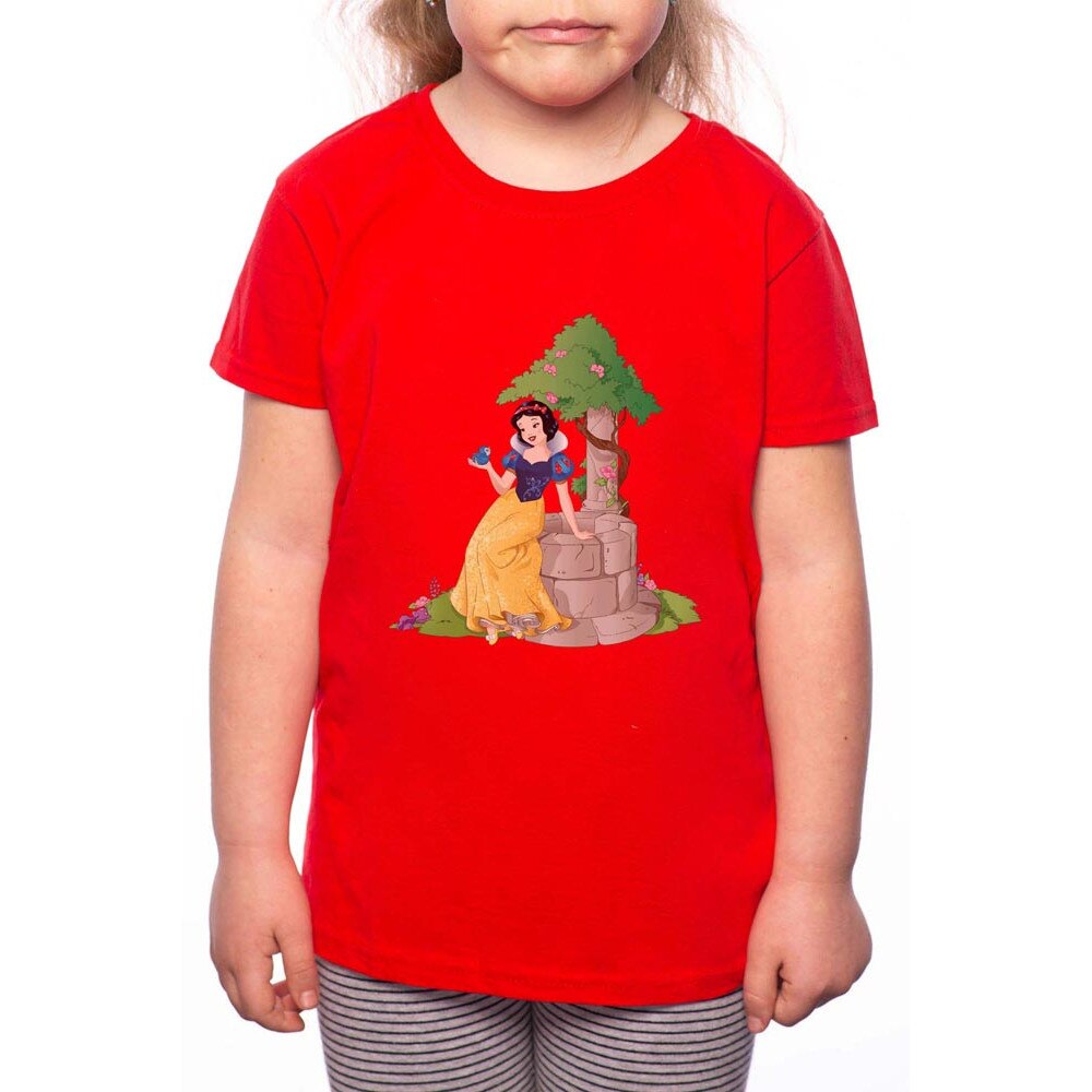 Tricou Fetita, Snow White, 100% Bumbac, P124, Rosu