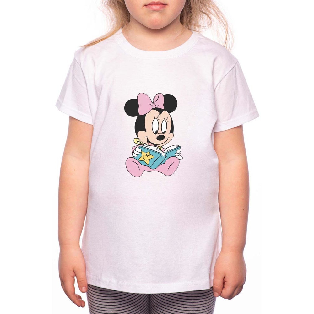 Tricou Fetita, Mini Mouse, 100% Bumbac, P134, Alb
