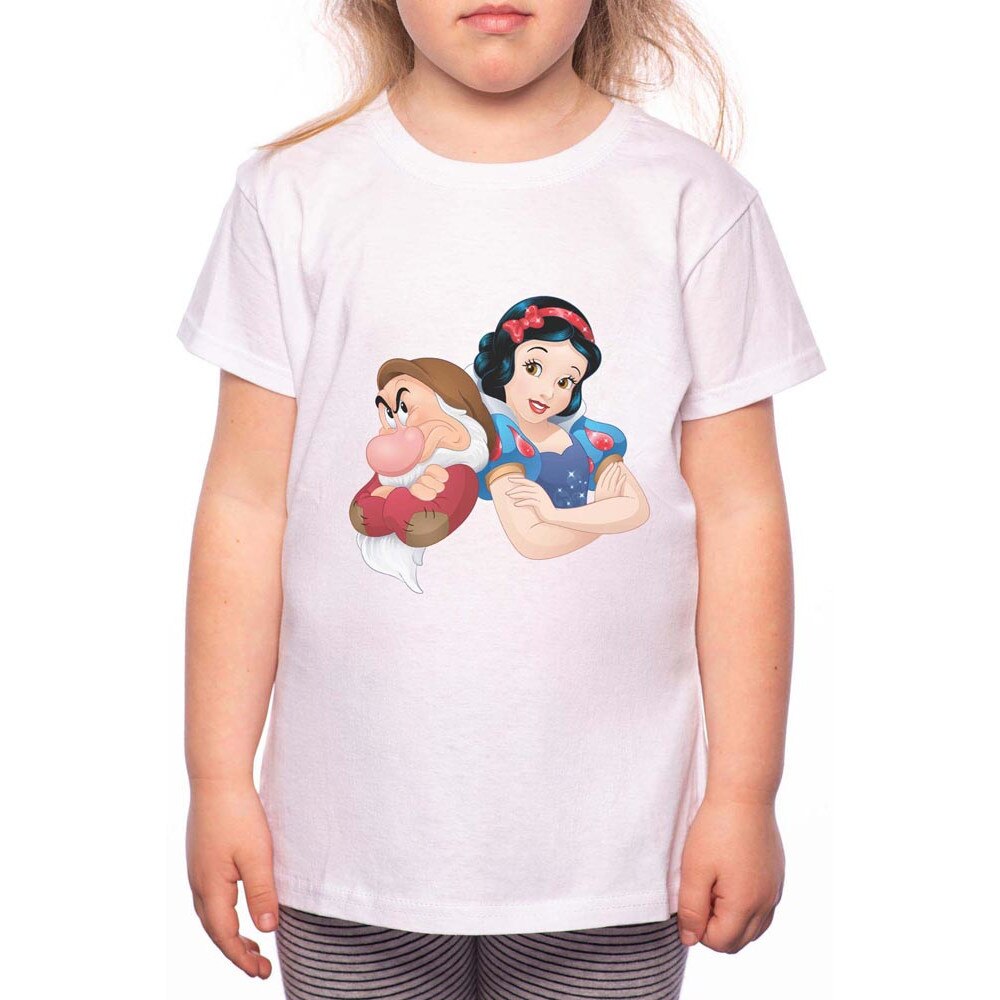 Tricou Fetita, Snow White And The 7 Dwars, 100% Bumbac, W137, Alb