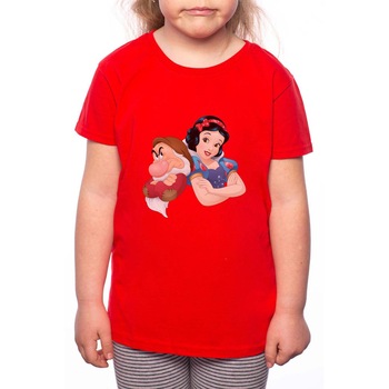 Tricou Fetita, Snow White And The 7 Dwars, 100% Bumbac, W137, Rosu Tricou Fetita, Snow White And The 7 Dwars, 100% Bumbac, W137, Rosu