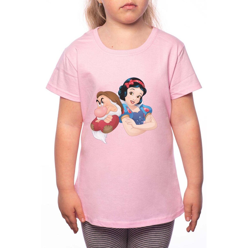 Tricou Fetita, Snow White And The 7 Dwars, 100% Bumbac, W137, Roz