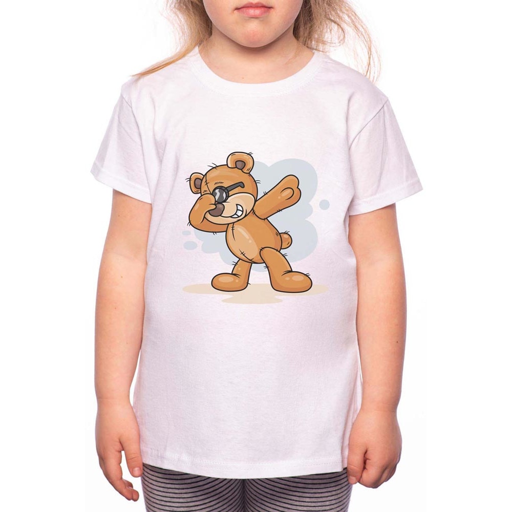 Tricou Fetita, Dancing Bear, 100% Bumbac, P145, Alb