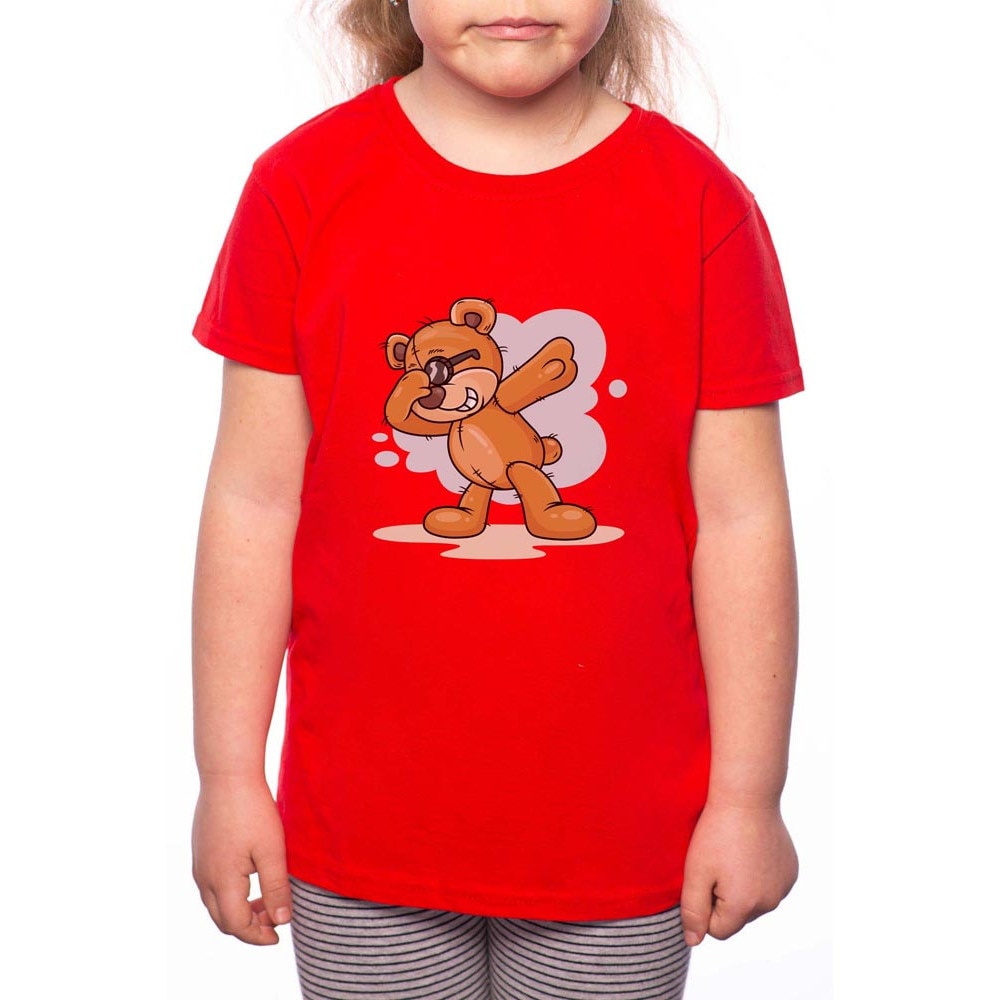 Tricou Fetita, Dancing Bear, 100% Bumbac, P145, Rosu