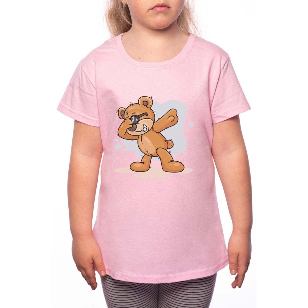 Tricou Fetita, Dancing Bear, 100% Bumbac, P145, Roz