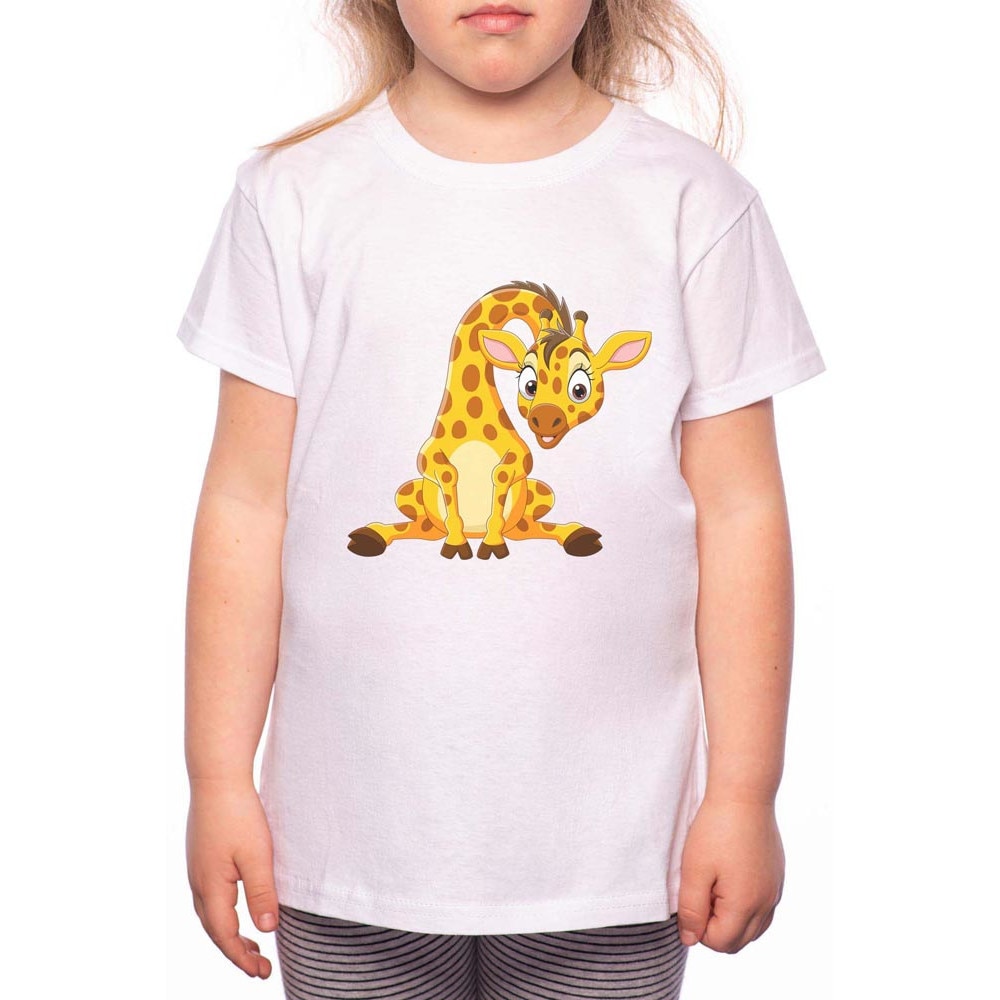Tricou Fetita, Baby Giraffe, 100% Bumbac, W146, Alb