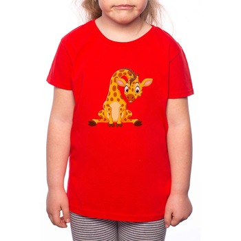 Tricou Fetita, Baby Giraffe, 100% Bumbac, W146, Rosu Tricou Fetita, Baby Giraffe, 100% Bumbac, W146, Rosu