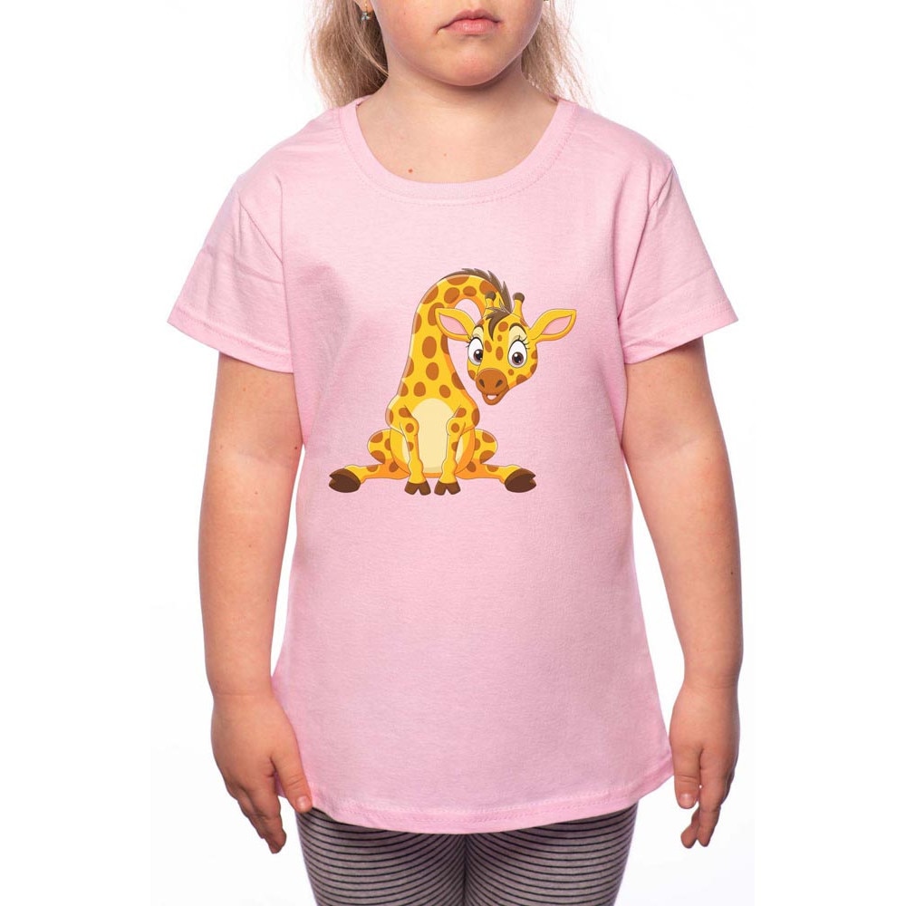 Tricou Fetita, Baby Giraffe, 100% Bumbac, W146, Roz