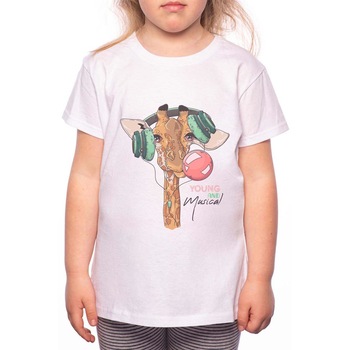 Tricou Fetita, Young And Musical Giraffe, 100% Bumbac, P147, Alb Tricou Fetita, Young And Musical Giraffe, 100% Bumbac, P147, Alb