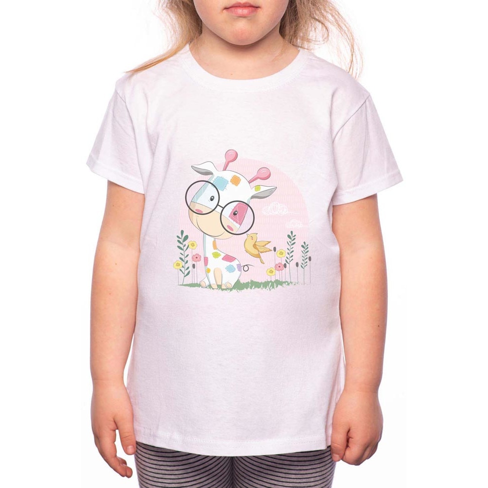 Tricou Fetita, Spotted Giraffe, 100% Bumbac, R150, Alb