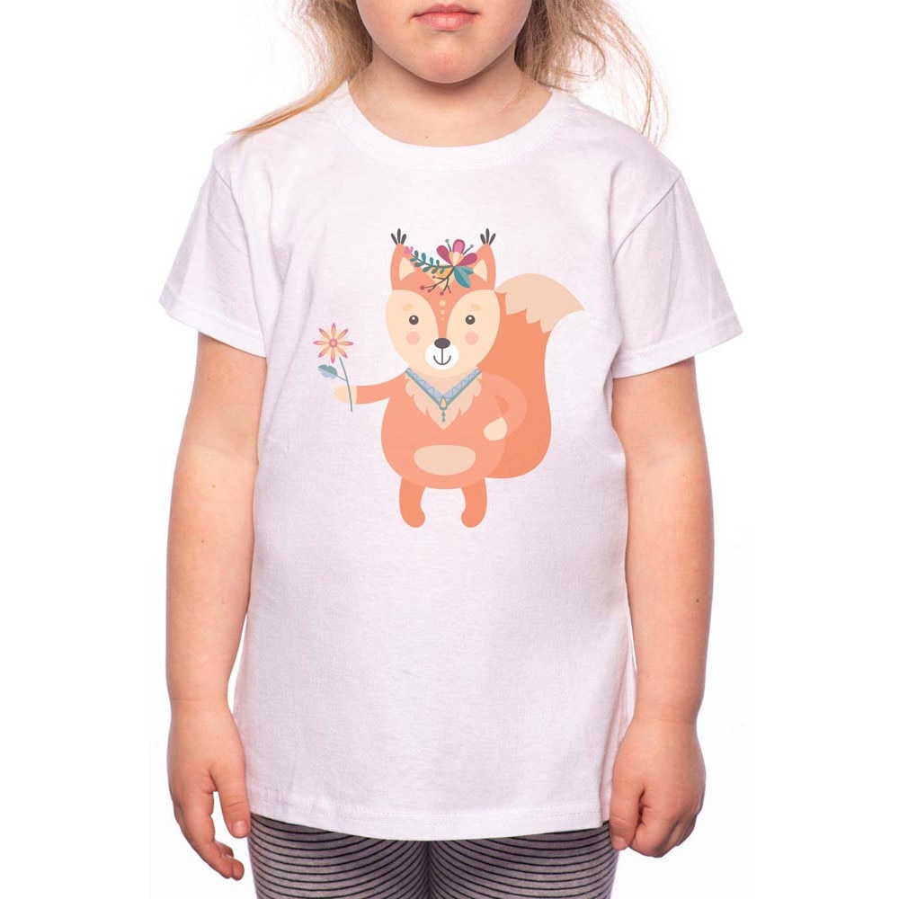 Tricou Fetita, Girl Fox, 100% Bumbac, R151, Alb