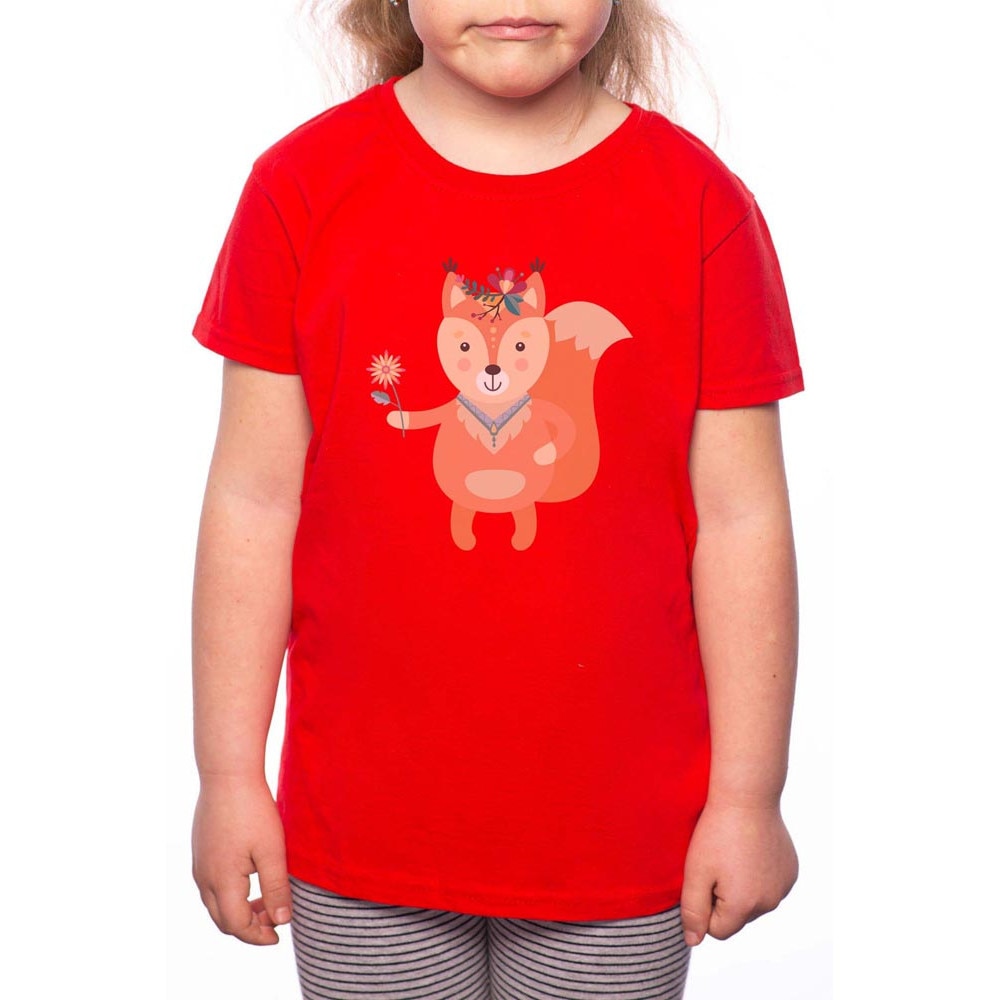 Tricou Fetita, Girl Fox, 100% Bumbac, R151, Rosu