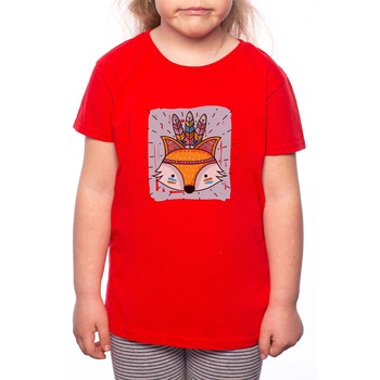Tricou Fetita, Indian Fox, 100% Bumbac, P152, Rosu Tricou Fetita, Indian Fox, 100% Bumbac, P152, Rosu