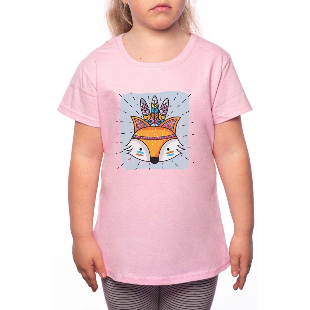 Tricou Fetita, Indian Fox, 100% Bumbac, P152, Roz