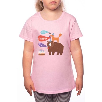 Tricou Fetita, Wish You Happy Birthday, 100% Bumbac, P153, Roz Tricou Fetita, Wish You Happy Birthday, 100% Bumbac, P153, Roz