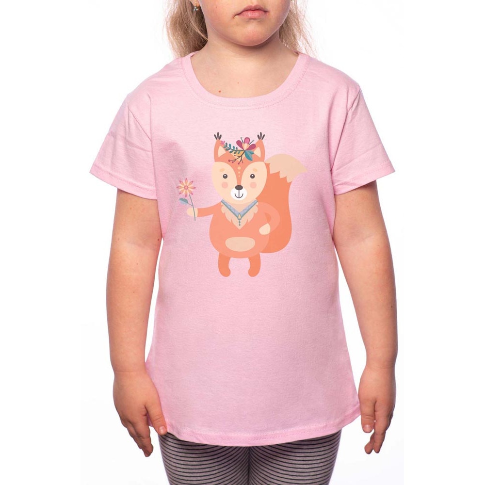 Tricou Fetita, Girl Fox, 100% Bumbac, R151, Roz